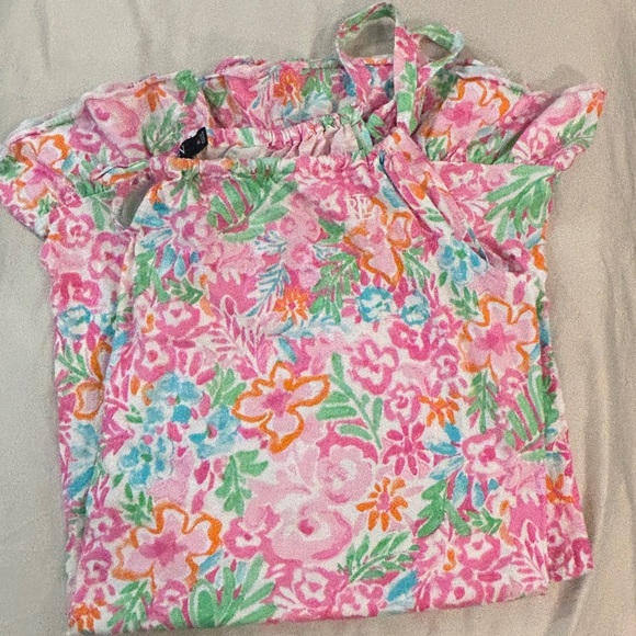 Lauren Ralph Lauren Monogrammed Sleepwear Pink Floral Ruffle Hem Nightgown XL - Picture 6 of 10